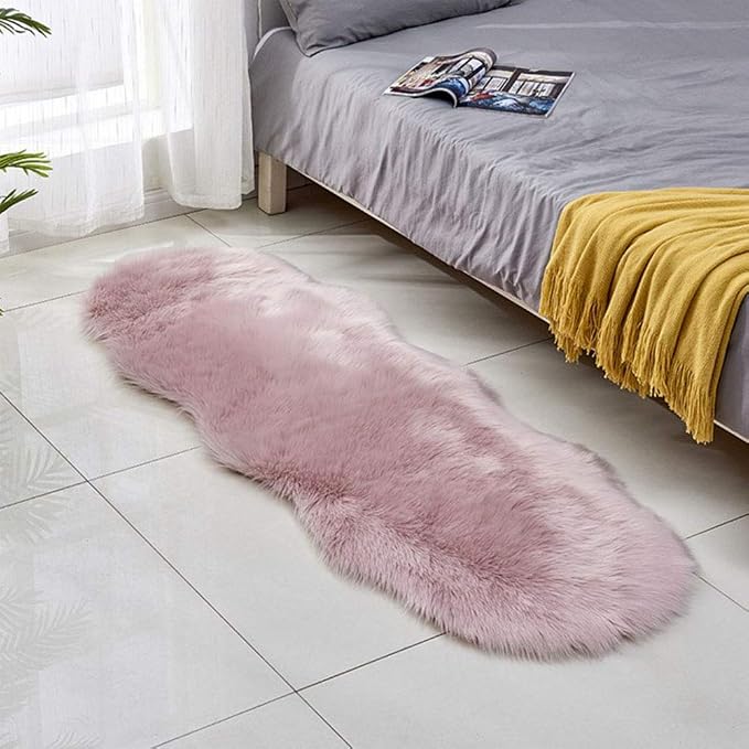 Pink Faux Fur Area Rug -Shaggy Sheepskin Fluffy Carpet Art Rugs 24"x71" Chic by Unknown