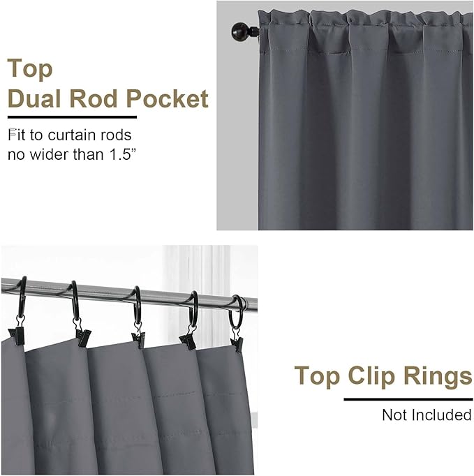 OVZME Charcoal Grey Blackout Curtains 84 Inches Long 2 Panels, Solid Thermal - Image 4