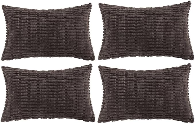 Fancy Homi 4 Packs Boho Dark Brown Decorative Throw Pillow Covers 12x20 Inch by Fancy+Homi