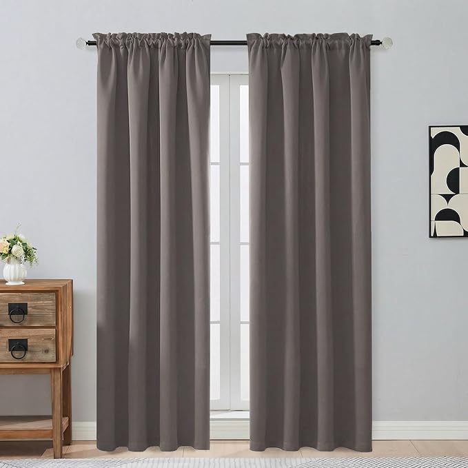 OVZME Latte Blackout Curtains for Bedroom 84 Inch Length 2 Panels Set, Thermal by OVZME