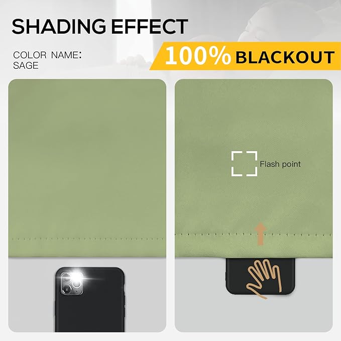 100% Blackout Curtains for Living Room, Thermal Insulated Blackout Curtains 96 - Image 2