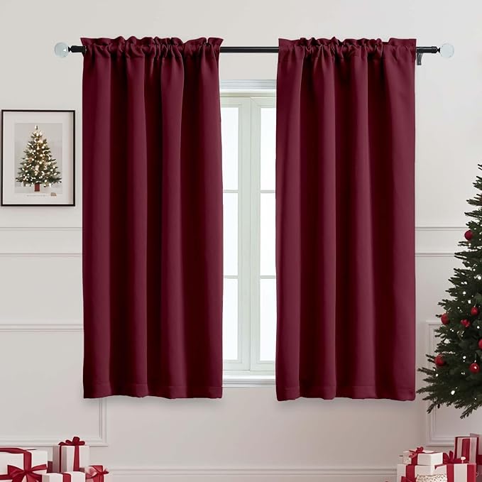 OVZME Christmas Burgundy Blackout Curtains by OVZME