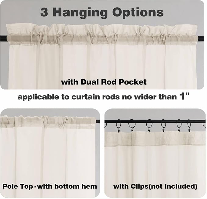 Chyhomenyc Cream Sheer Curtains 84 Inches Long 2 Panels, Light Filtering Cream - Image 5