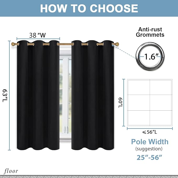 Diraysid Black Grommet Blackout Curtains - Image 6
