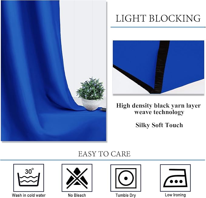 Diraysid Royal Blue Grommet Blackout Curtains - Image 7