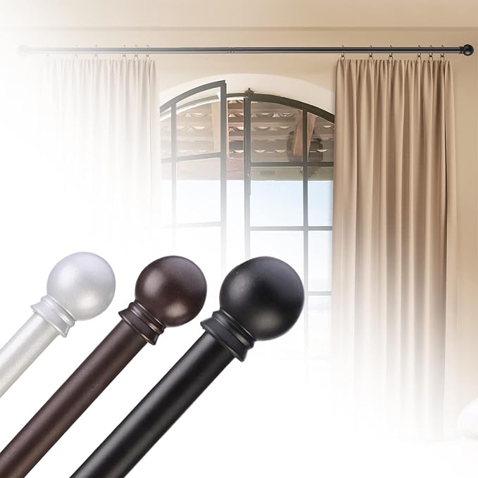 GXOACKJ Curtain Rods for windows 48 to 84-93 inch, 5/8 inch Decorative Brown - Image 8