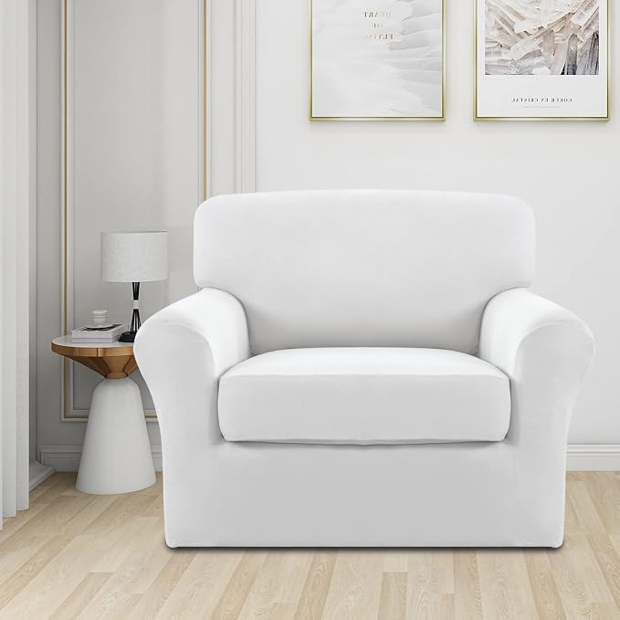 Easy-Going 2 Pieces Microfiber Stretch Chair Slipcover – Spandex Soft Fitted - Image 2