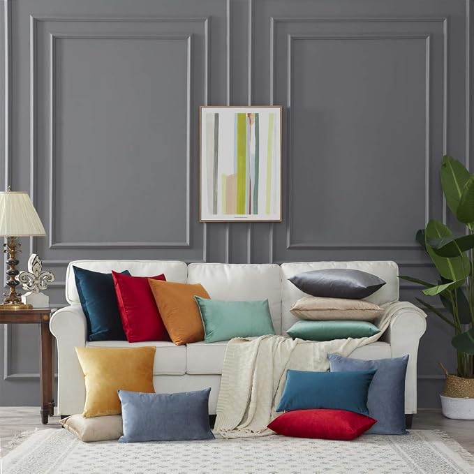 GIGIZAZA Stone Blue 12x20 Velvet Decorative Lumbar Throw Pillow Covers - Image 5