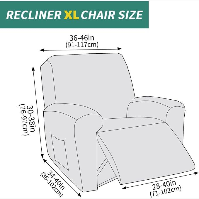 YEMYHOM 4 Pieces Oversized Stretch Recliner Slipcover Latest Jacquard Large - Image 6