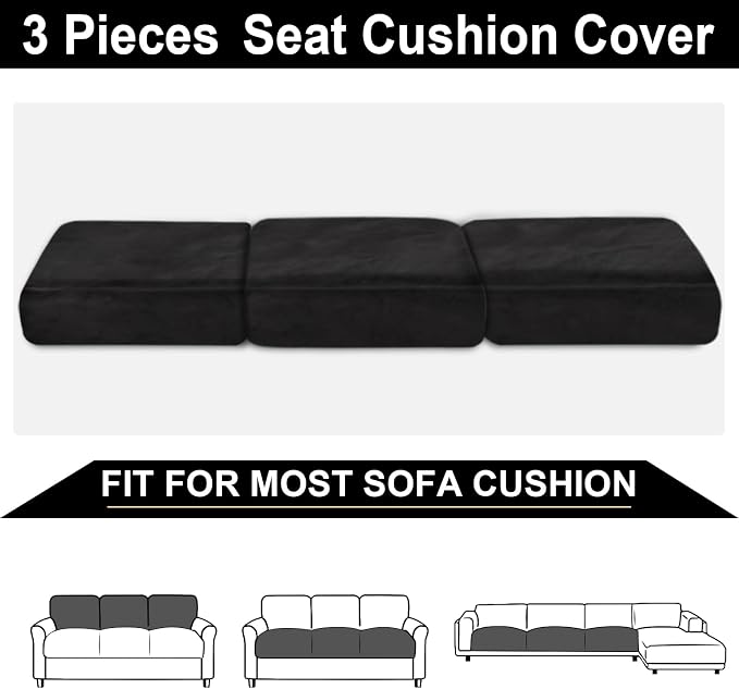 NAISI Couch Cushion Covers 3 Pieces Velvet Stretch Sofa Seat Covers or Backrest - Image 3