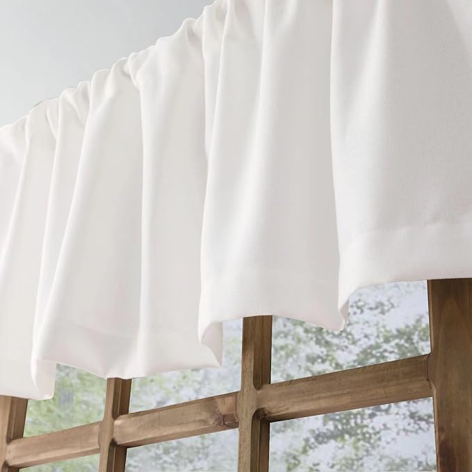 2 Pack Faux Linen Valance for Windows Kitchen Living Room Valances Rod Pocket - Image 3