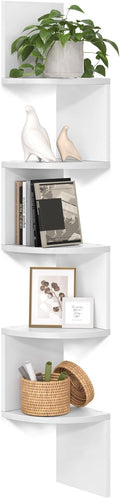 VASAGLE Corner Shelf Wall Mount, 5-Tier Floating Corner Bookshelf, Plant Shelf by VASAGLEbySONGMICSHOME