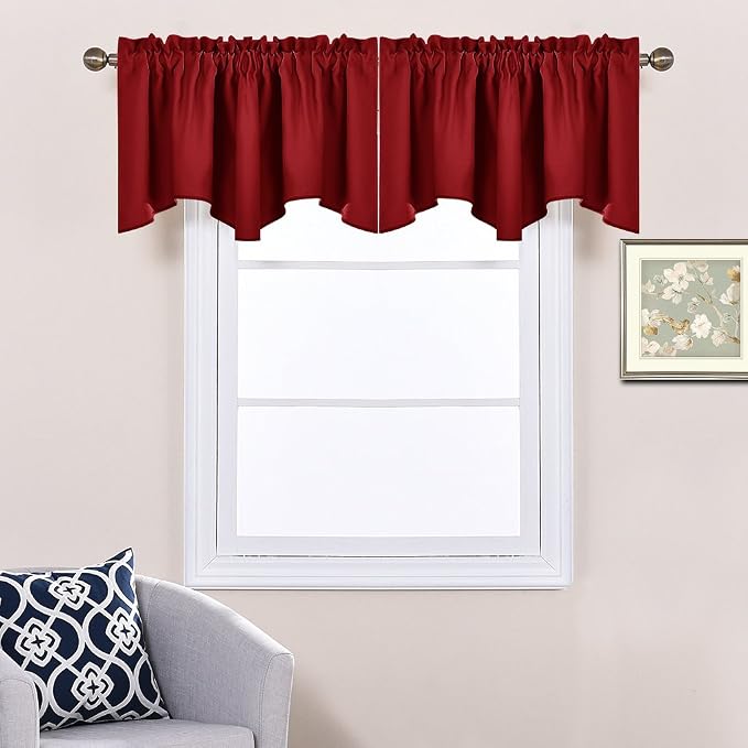 NICETOWN Burgundy Red Blackout Valances, Thermal Insulated Elegant W52 x L18 - Image 2
