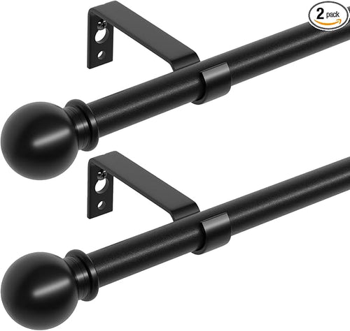 2 Pack Black Metal Curtain Rods, 28-60 inch, Heavy Duty, Adjustable, Wall by ATUHOLA