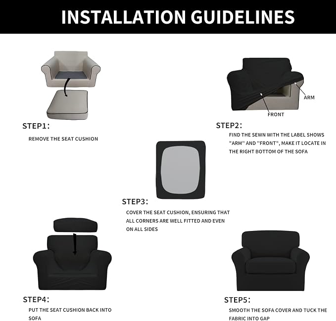 Easy-Going 2 Pieces Microfiber Stretch Chair Slipcover – Spandex Soft Fitted - Image 6