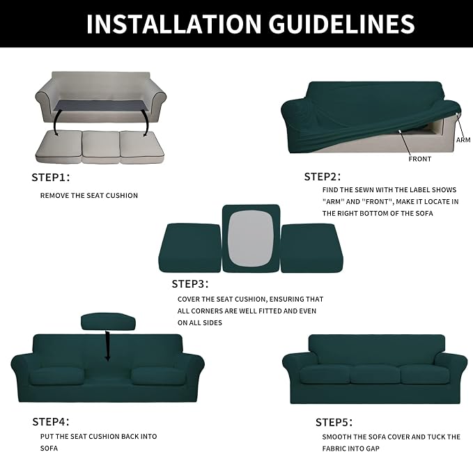 Easy-Going 4 Pieces Oversized Stretch Soft Couch Cover - Image 5
