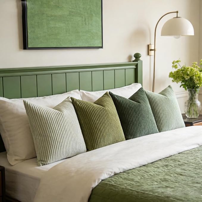 LANANAS Neutral Couch Throw Pillow Covers 18x18 Inch Set of 4 Sage Green - Image 2