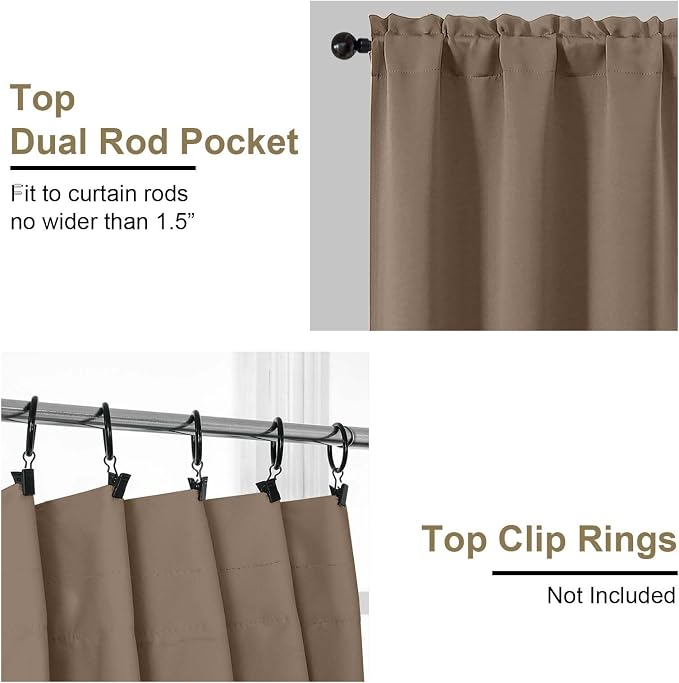 OVZME Brown Short Blackout Curtains - Image 4