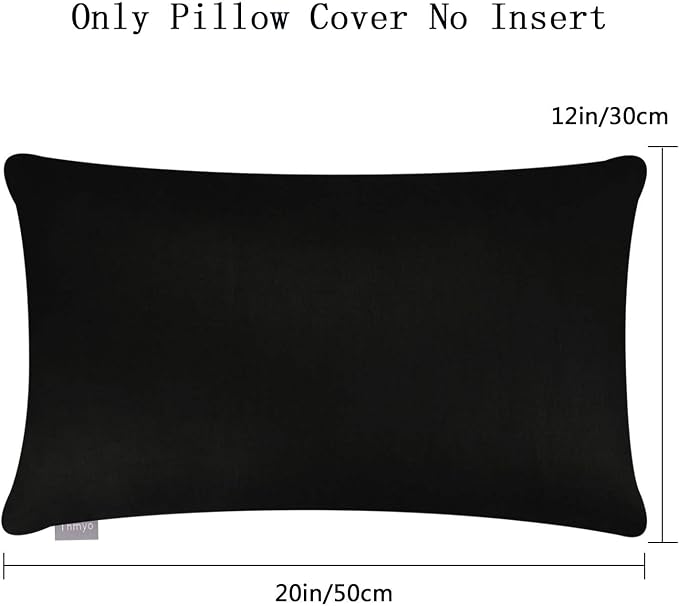 Thmyo 4-Pack 100% Cotton Lumbar Comfortable Solid Decorative Throw Pillow Case - Image 4