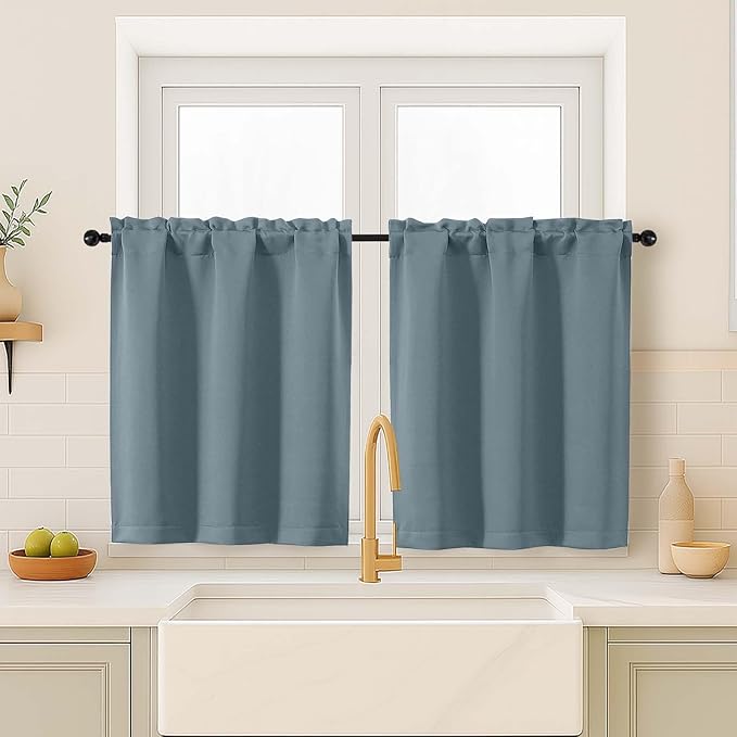 OVZME Stone Blue Blackout Curtains by OVZME