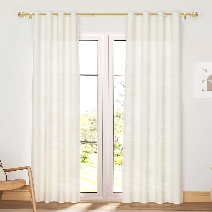 Gold Curtain Rod for Windows 48 to 84 or 88 Inch, 2 Pack 5/8 Inch Diameter - Image 2
