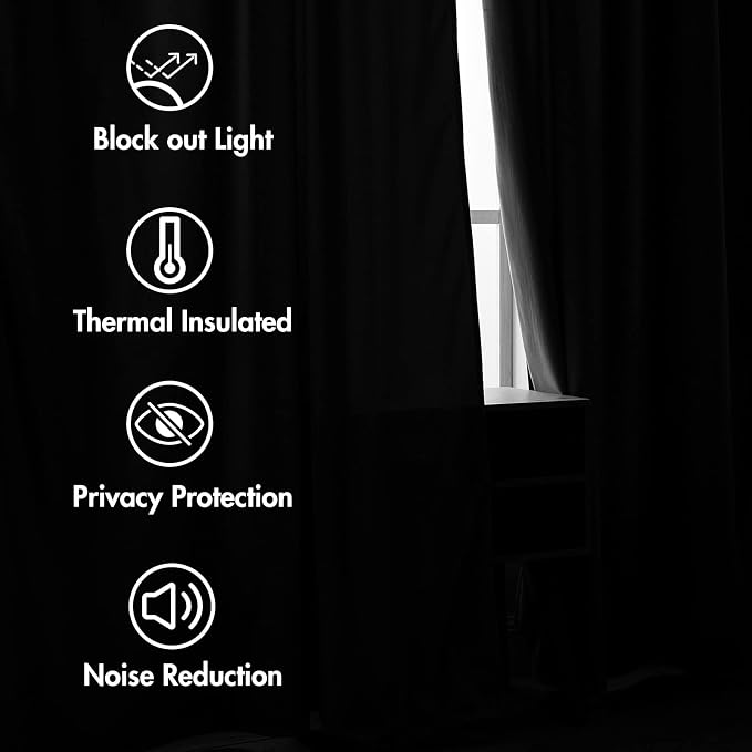 MIULEE Black Velvet Curtains 108 inches Long 2 Panels - Image 5