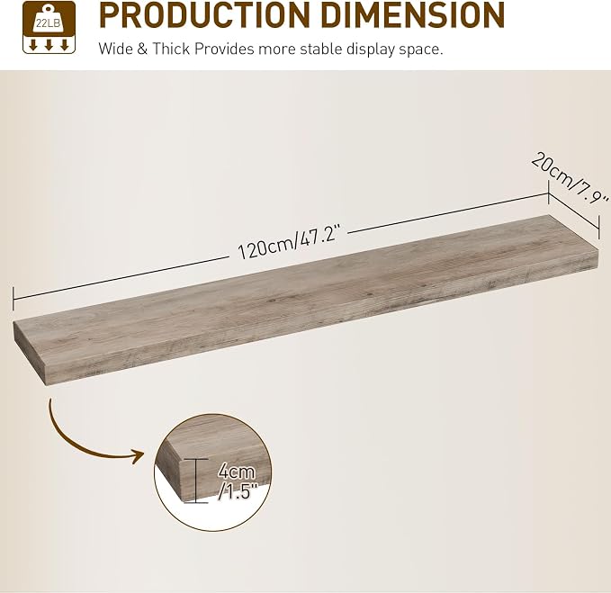 RALGEND Floating Shelves for Wall, 1.5" Thick Wall Shelf Set of 3 - Image 3