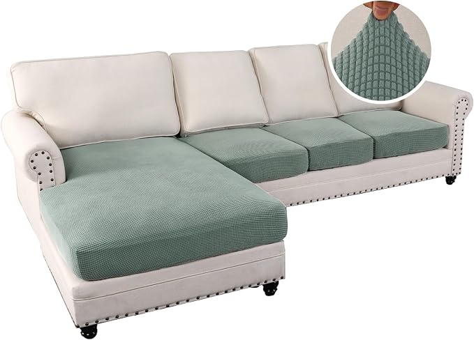 H.VERSAILTEX Sectional Couch Covers 4 Pieces Sofa Seat Cushion Covers L Shape - Image 2