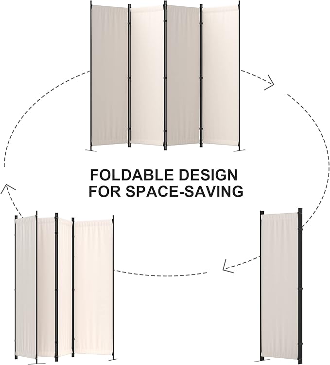 Room Divider, 4 Panel Folding Privacy Screen, 88” Portable Separating - Image 6