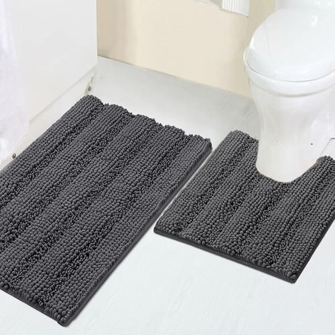 Turquoize Chenille Bathroom Rugs Set Non-Slip Bath Mats by Turquoize