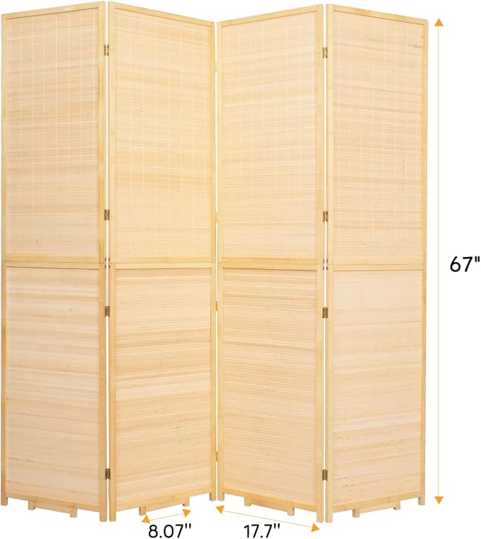 Bamboo Room Divider Folding Privacy Screens, Wall Divider - Image 5