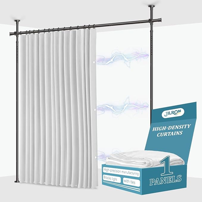 Jilron No-Drill Divider for Room Separation Set: Includes 106" W x 96" L White by JILRON
