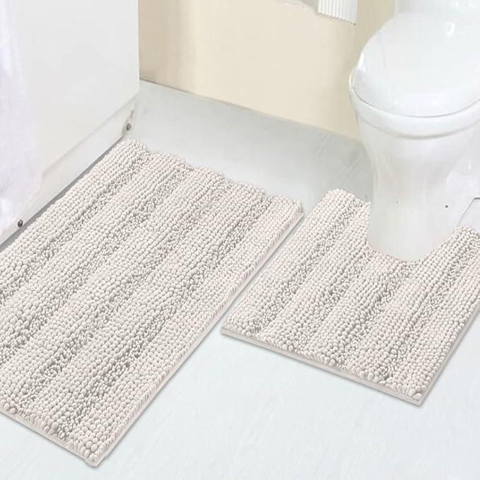 Turquoize Chenille Bathroom Rugs Set Non-Slip Bath Mats by Turquoize