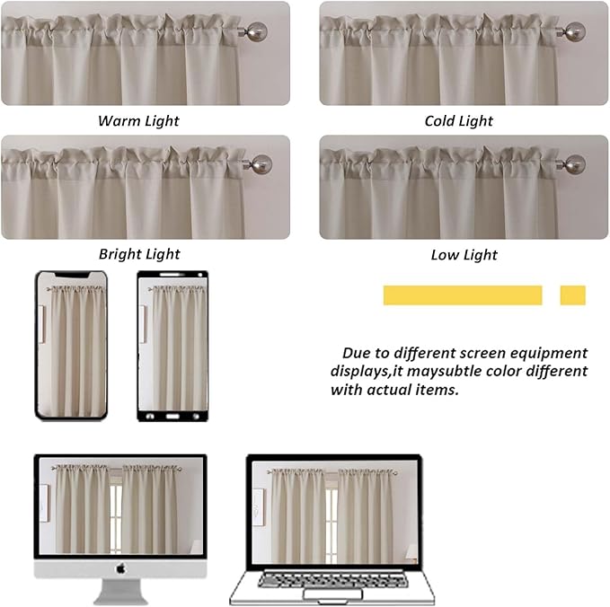Chyhomenyc Curtains 72 Inch Length 2 Panels, Faux Linen Textured Light - Image 4