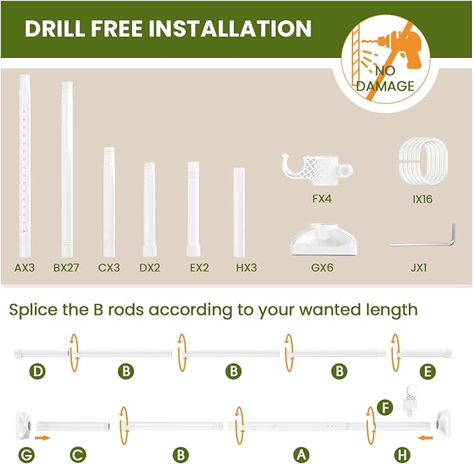SUNALLY Room Divider Curtain Rod, No Drilling 4-10ft 28-140inch Adjustable - Image 5