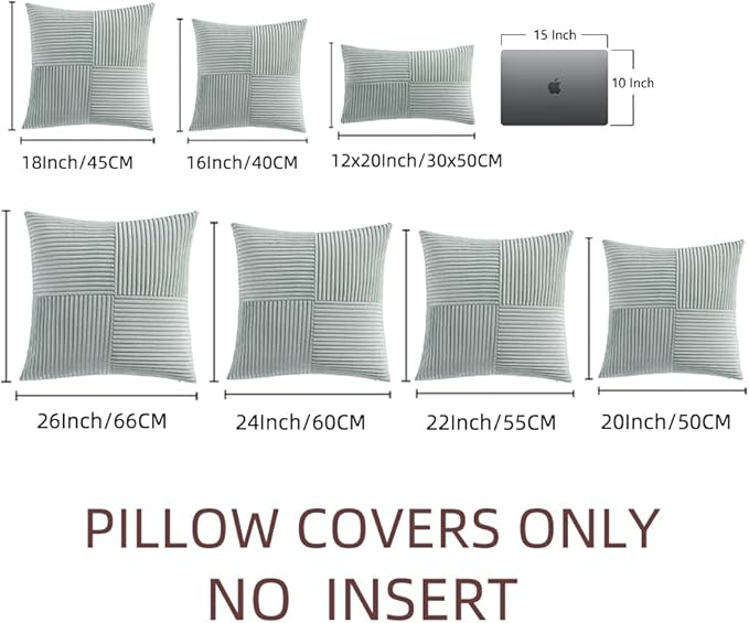 Fancy Homi 2 Packs Grey Blue Decorative Throw Pillow Covers 20x20 Inch - Image 7