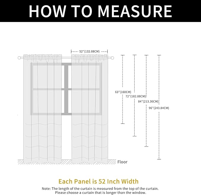 SpaceDresser Check Sheer Curtains 90 Inches Long - Image 6