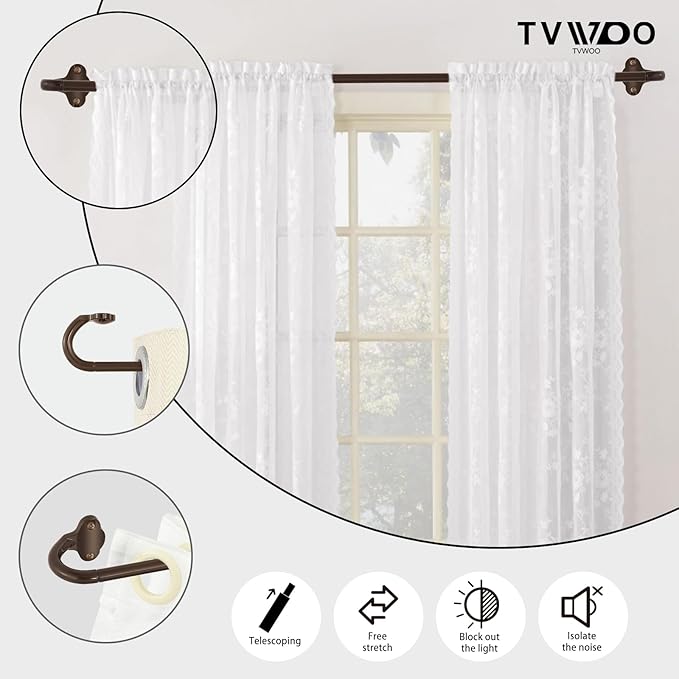TVWOO Bronze Wrap Around Curtain Rods:5/8 Inch Blackout Adjustable Window - Image 3