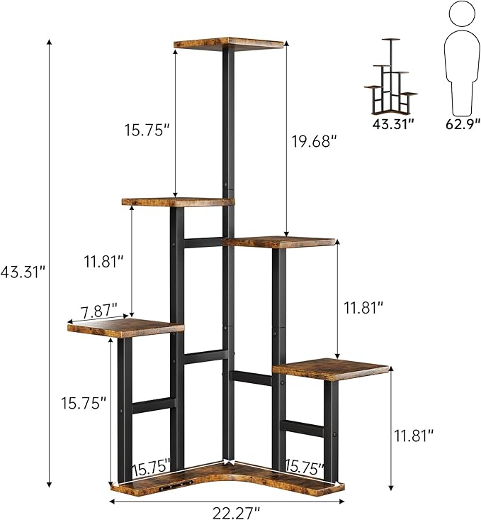 Yzosvki Corner Plant Stand Indoor, 6 Tiered Corner Plant Shelf Flower Stand - Image 3