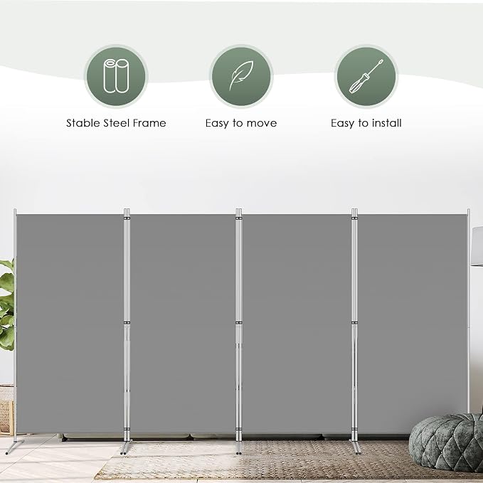 RANTILA 4 Panel Room Divider, 6 Ft Tall Folding Privacy Screen Room Dividers - Image 7