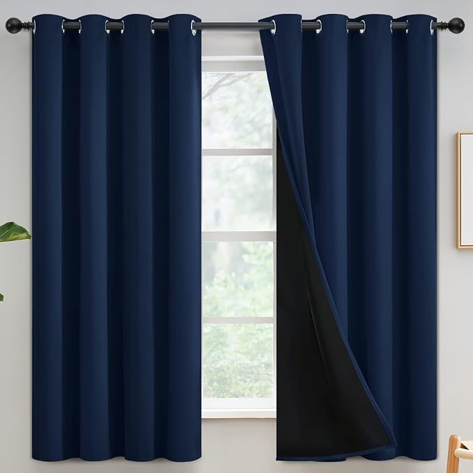 Yakamok Navy Blue Curtains 100% Blackout Curtains by Yakamok