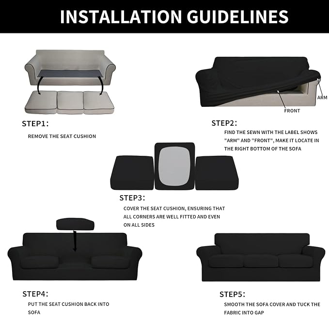 Easy-Going 4 Pieces Stretch Soft Couch Cover - Image 7