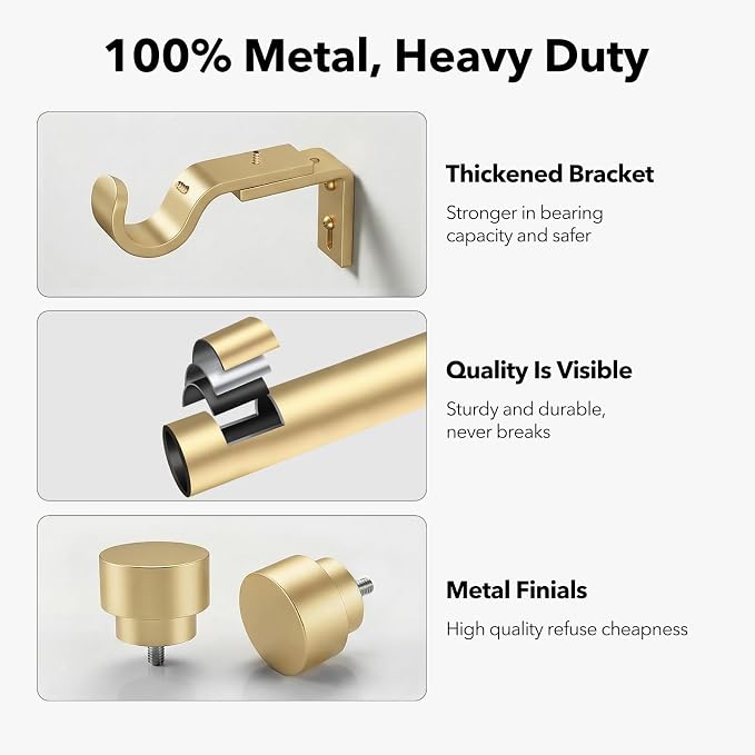 IFELS Heavy Duty Curtain Rods for Windows 72 to 144 Inch, 1 Inch Adjustable - Image 4