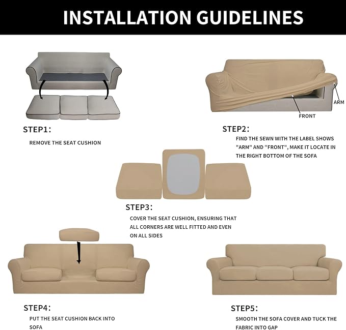 Easy-Going 4 Pieces Oversized Stretch Soft Couch Cover - Image 7