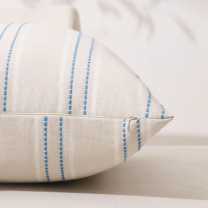 Hckot Throw Pillow Covers 18x18 Set of 2 Blue Pillow Covers Farmhouse - Image 4
