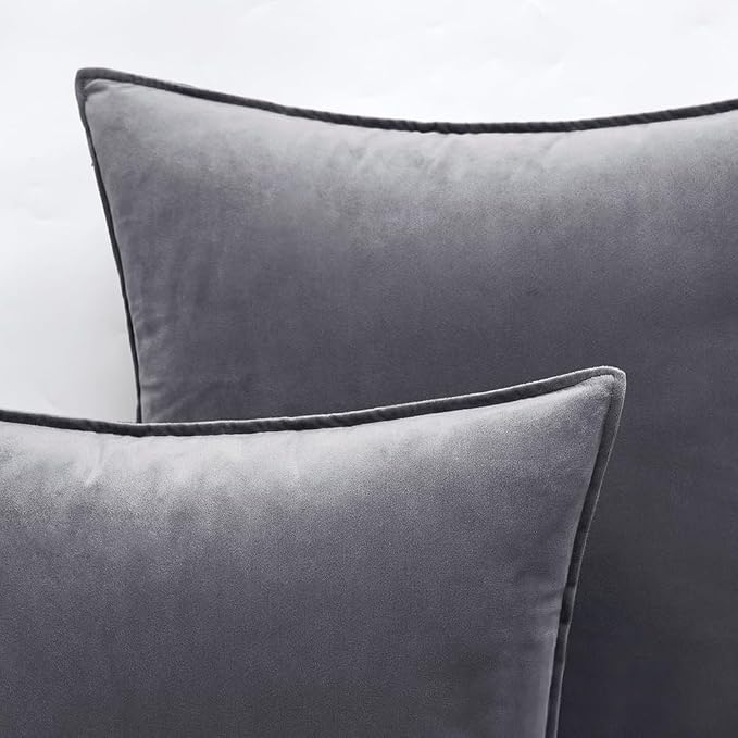 MIULEE Dark Grey Velvet Throw Pillow Covers 26x26 Soft Decorative Solid Square - Image 2