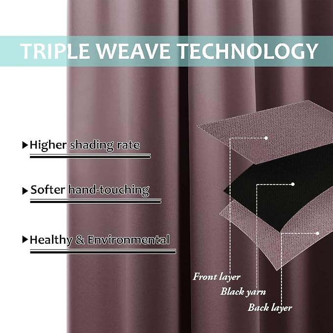 NICETOWN Warm Curtains for Winter, Bedroom Full Blackout Curtain Panels - Image 6