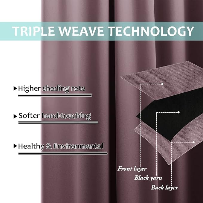 NICETOWN 100% Blackout Curtains 54 inches Long, Double-Deck Completely Blackout - Image 6