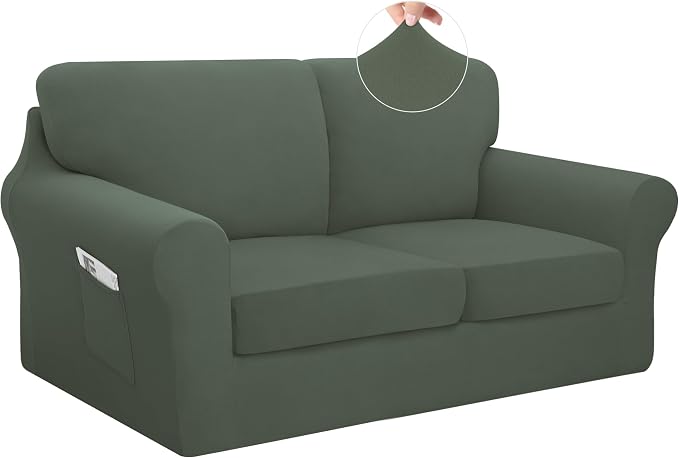 Easy-Going 5 Pieces Stretch Loveseat Cover Washable Loveseat Slipcover Set by Easy-Going