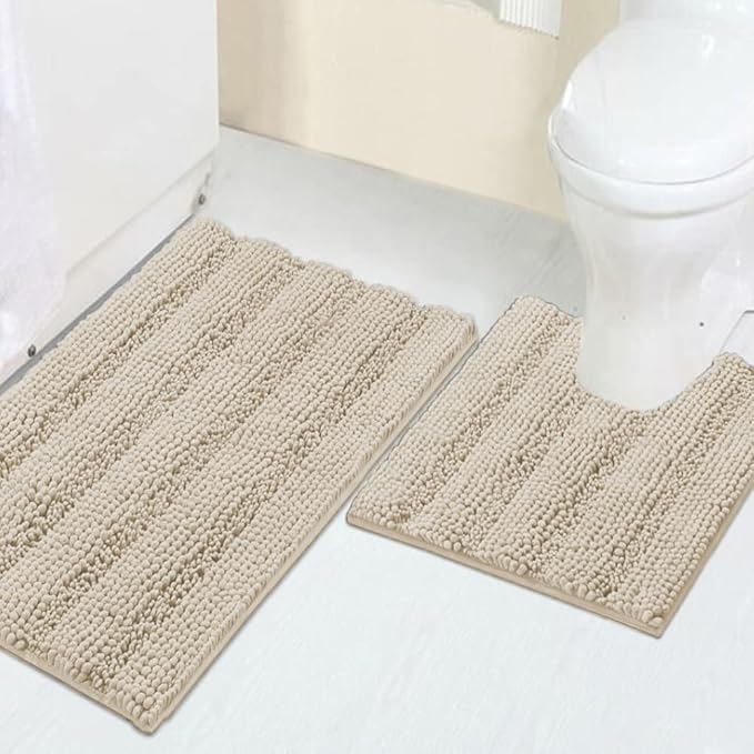 Turquoize Chenille Bathroom Rugs Non-Slip Bath Mats by Turquoize
